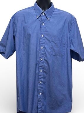 Van Heusen Men’s 17.5 Tall Blue Short Sleeve Button Down Oxford Shirt